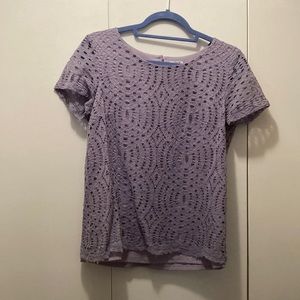 J.CREW women’s purple lace short sleeve blouse